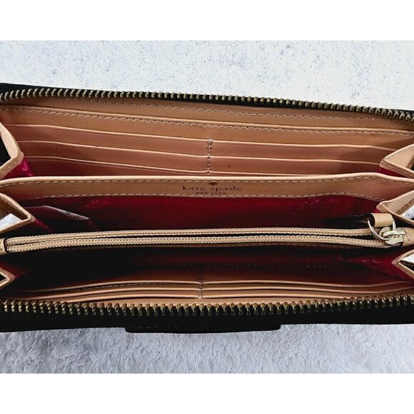 KATE SPADE NEW YORK Wellesley Neda Black Textured Leather Zip Around Wallet - Picture 10 of 13